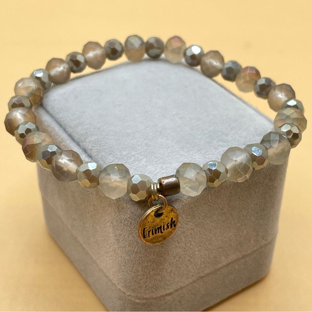 Erimish Faceted Crystal Glass Beaded Stretch Bracelet